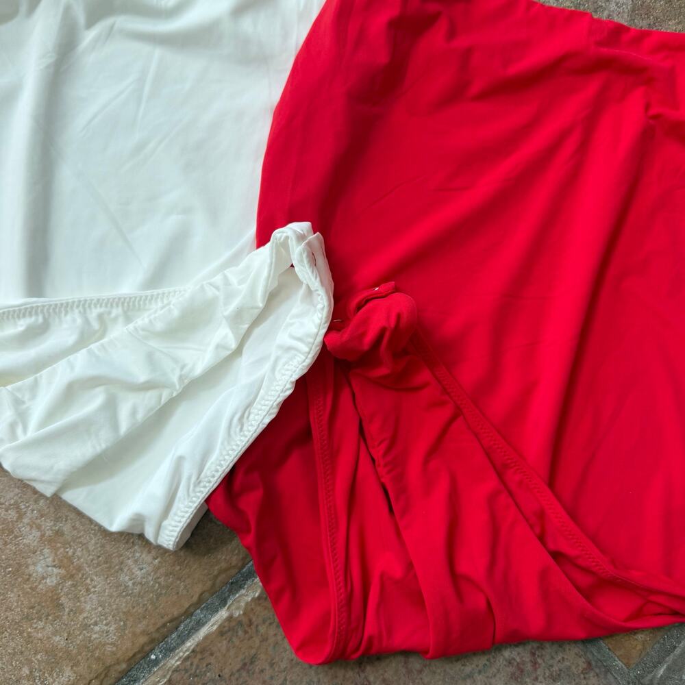 HYZ Thong Bodysuit Lot of 2 Smooth Lined Stretch Small Red White Tank TikTok - Picture 2 of 3